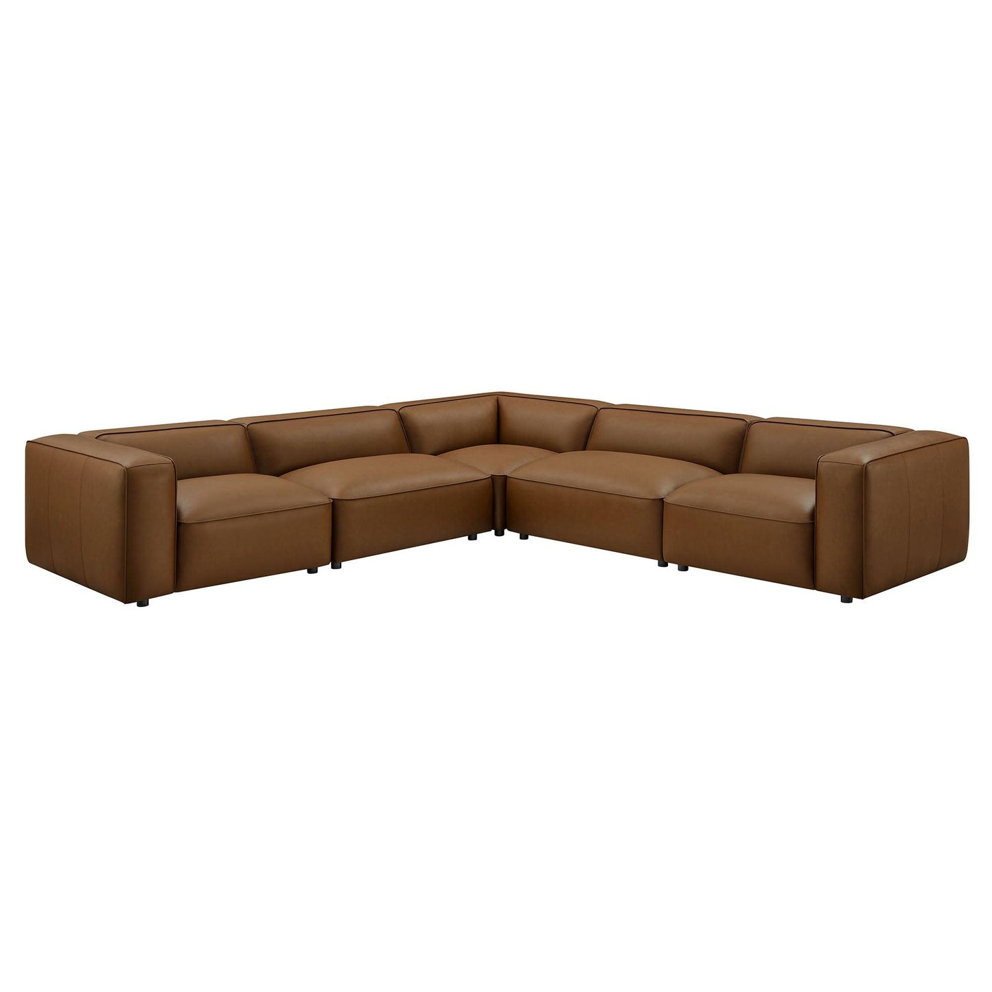 Auren 5-Piece Upholstered Vegan Leather Modular L-Shaped Sofa by Modway EEI-7129 FredCo