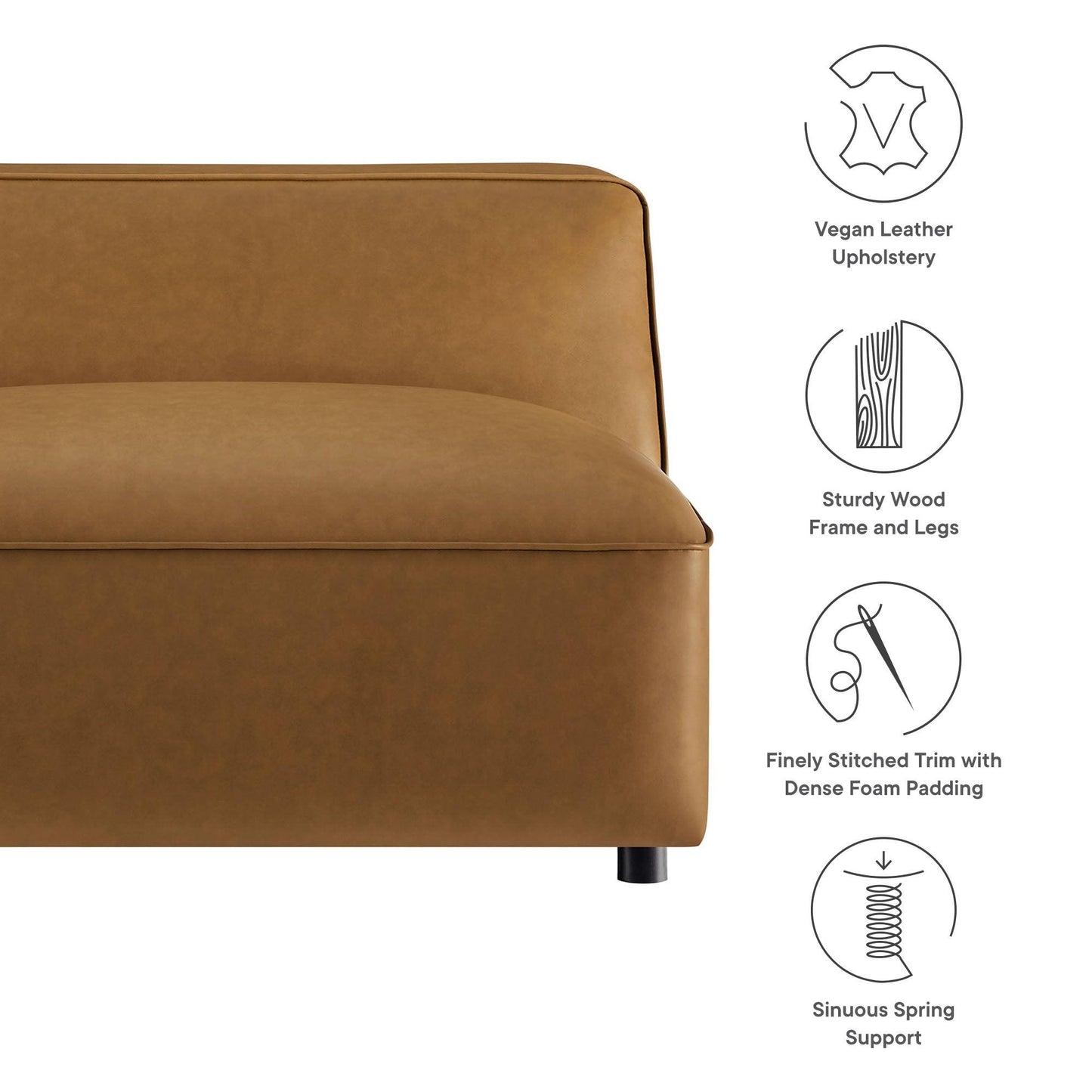 Auren Upholstered Vegan Leather Modular Armless Chair by Modway EEI-7121 FredCo