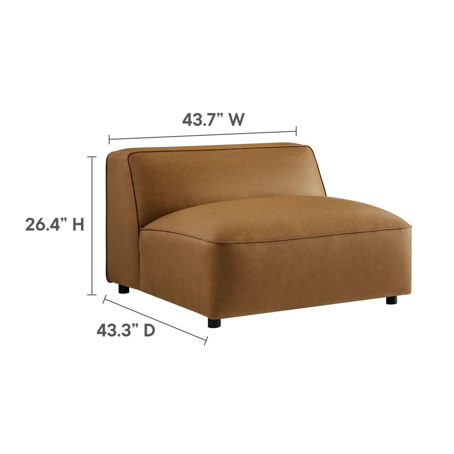 Auren Upholstered Vegan Leather Modular Armless Chair by Modway EEI-7121 FredCo