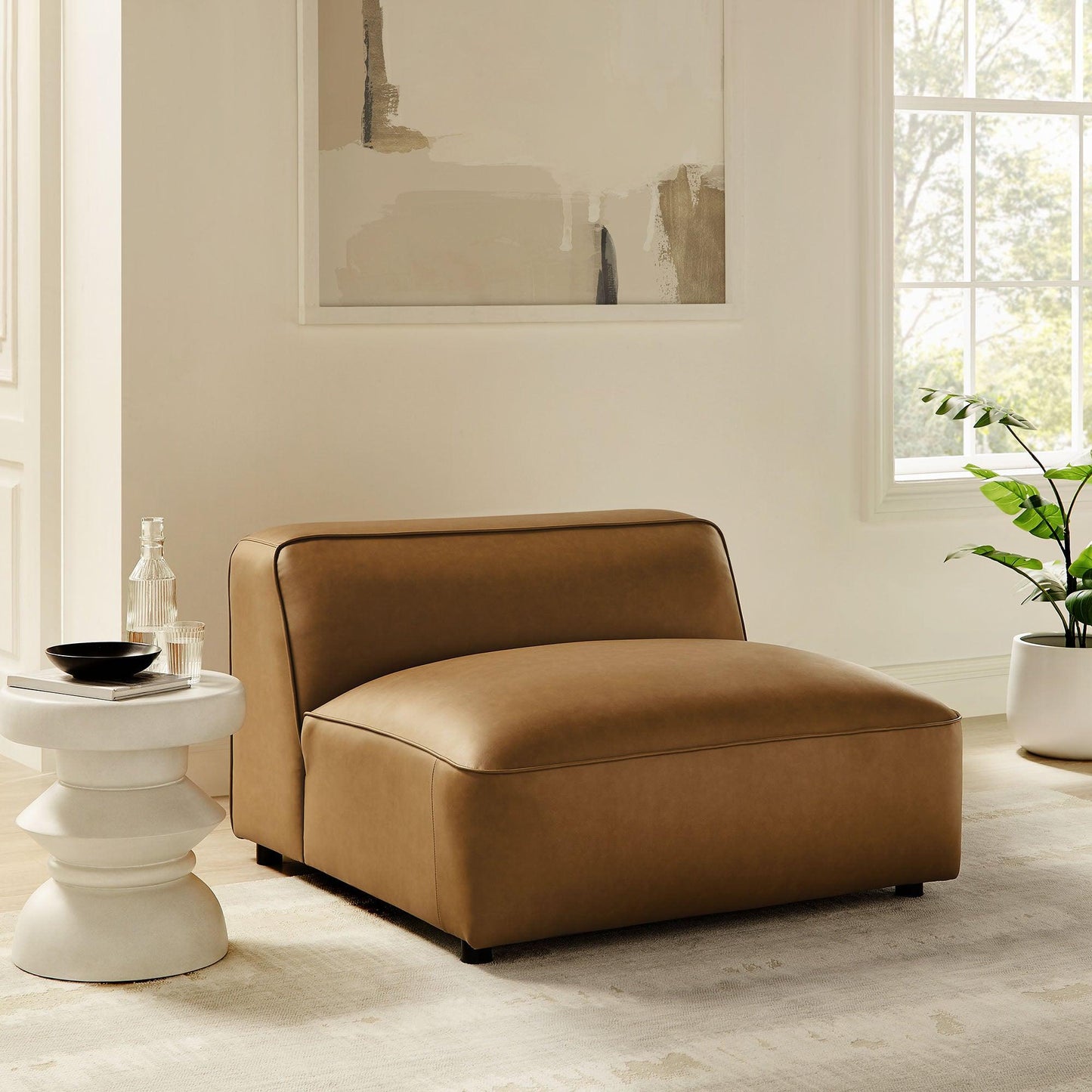 Auren Upholstered Vegan Leather Modular Armless Chair by Modway EEI-7121 FredCo