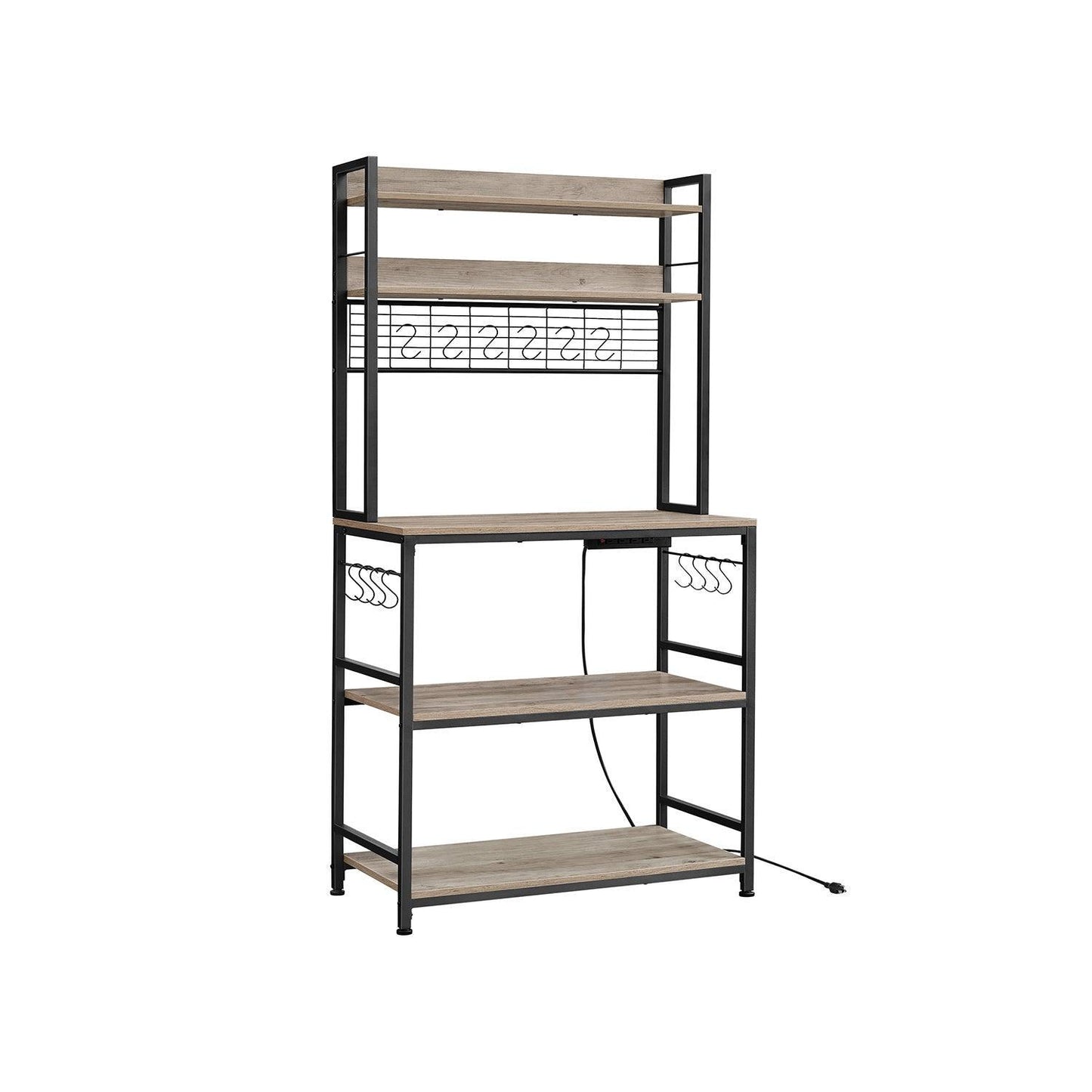 Baker's Rack with Power Outlet Greige and Black FredCo