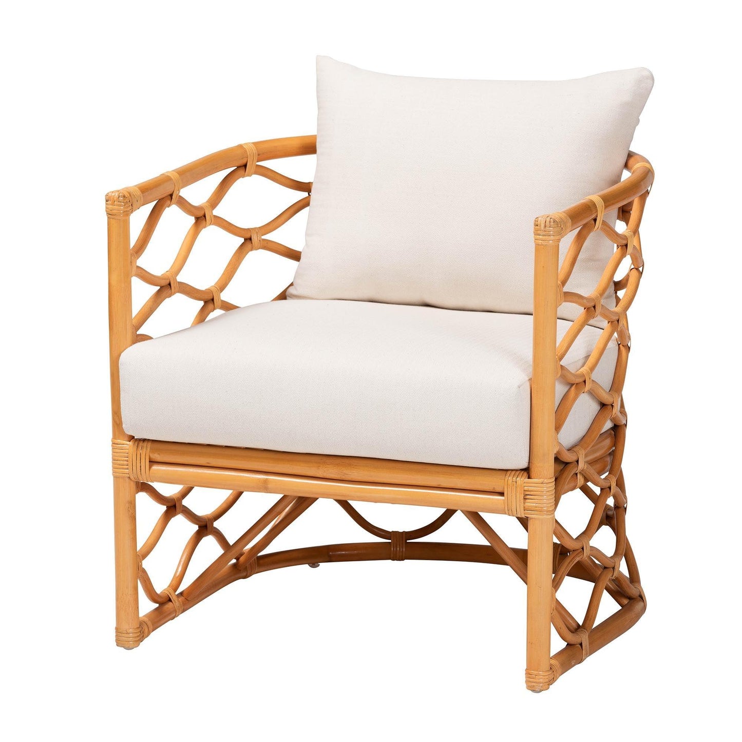bali & pari Acelynn Bohemian Light Honey Rattan Arm Chair FredCo
