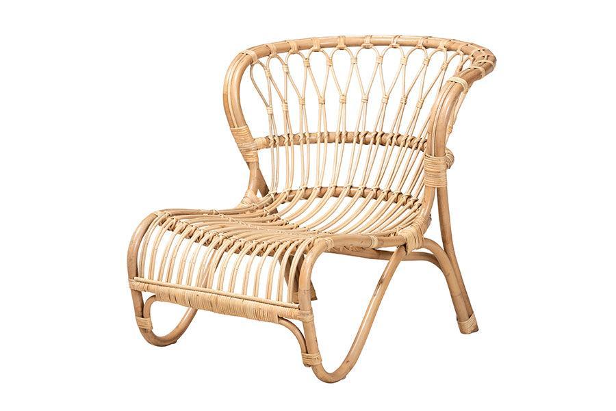 bali & pari Alaya Modern Bohemian Natural Brown Rattan Accent Chair FredCo