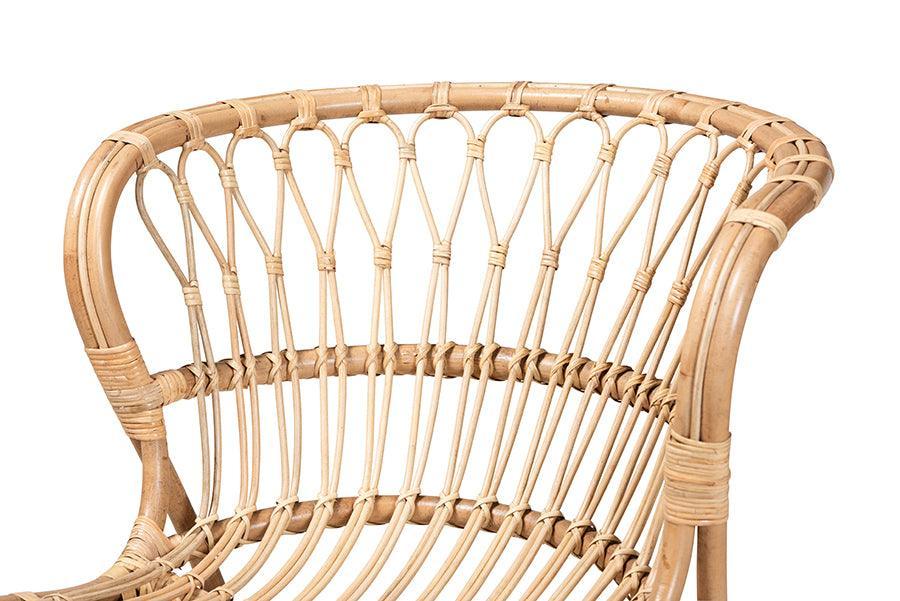 bali & pari Alaya Modern Bohemian Natural Brown Rattan Accent Chair FredCo