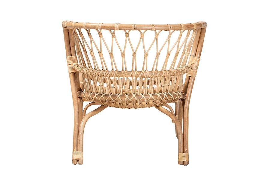 bali & pari Alaya Modern Bohemian Natural Brown Rattan Accent Chair FredCo