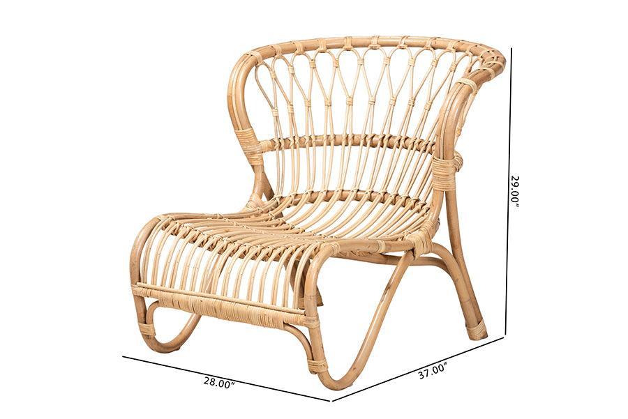 bali & pari Alaya Modern Bohemian Natural Brown Rattan Accent Chair FredCo
