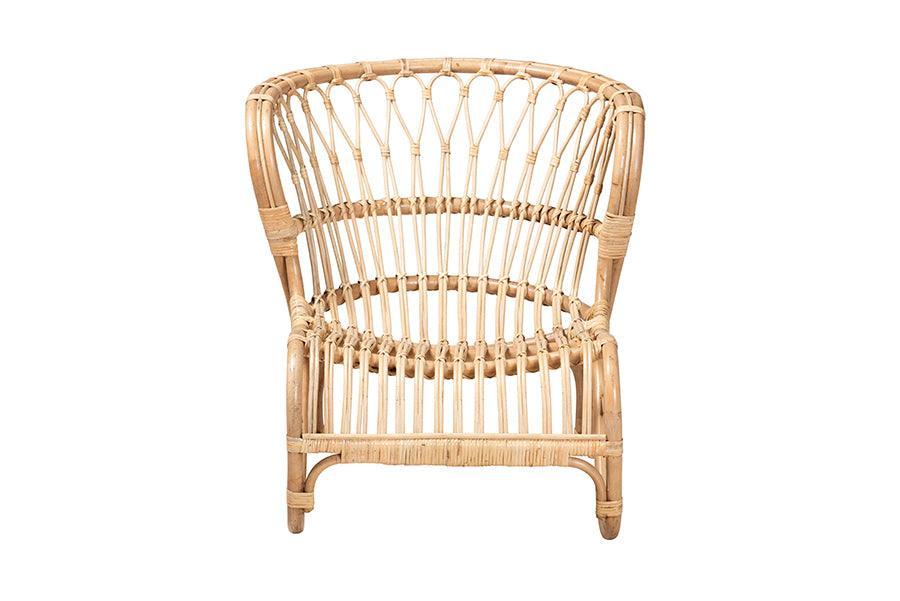 bali & pari Alaya Modern Bohemian Natural Brown Rattan Accent Chair FredCo