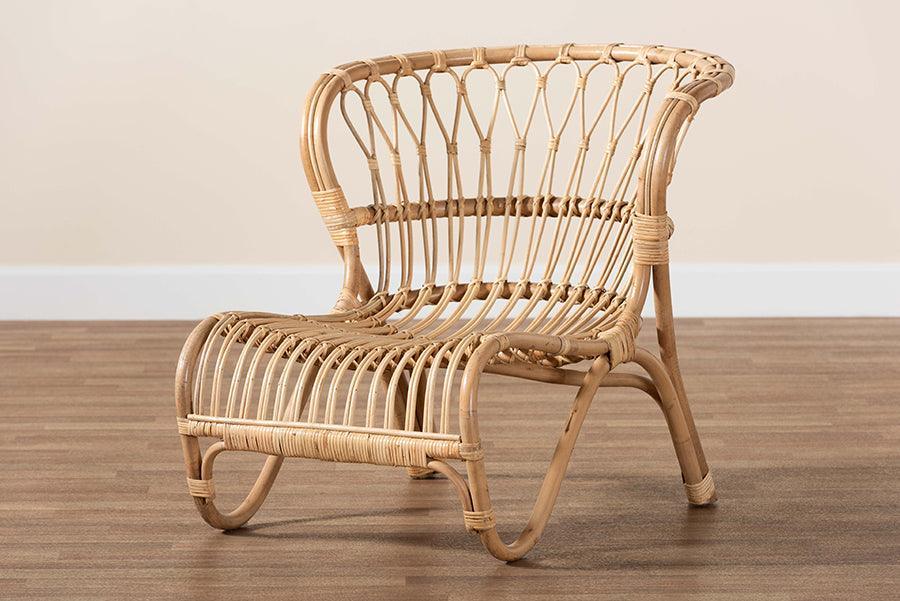 bali & pari Alaya Modern Bohemian Natural Brown Rattan Accent Chair FredCo