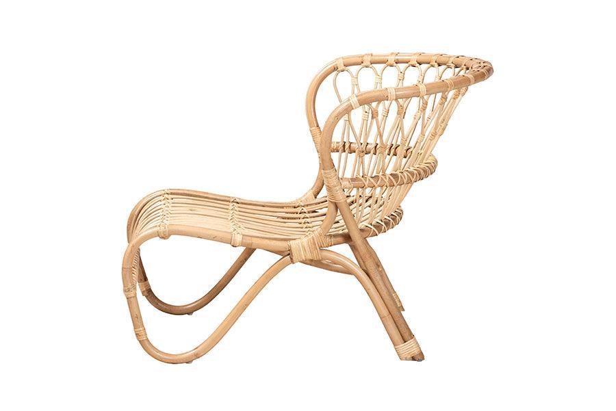 bali & pari Alaya Modern Bohemian Natural Brown Rattan Accent Chair FredCo