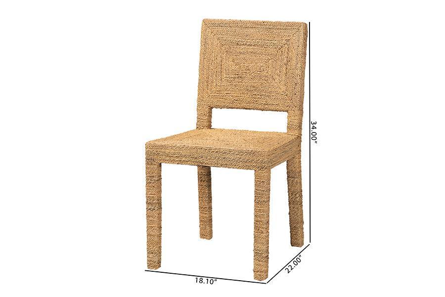 bali & pari Anfield Modern Bohemian Natural Seagrass and Mahogany Wood Dining Chair FredCo