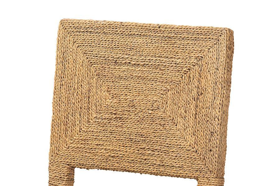 bali & pari Anfield Modern Bohemian Natural Seagrass and Mahogany Wood Dining Chair FredCo