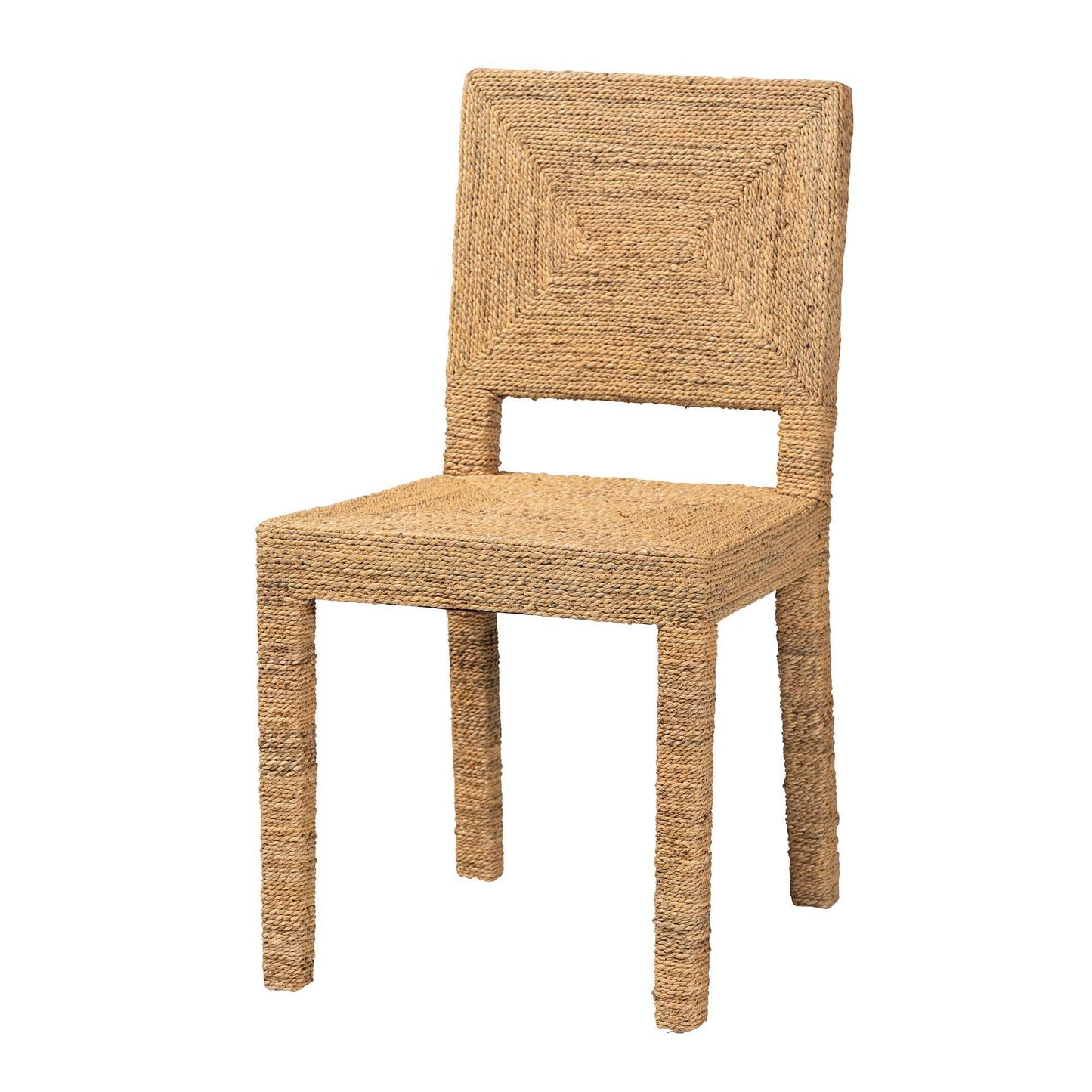 bali & pari Anfield Modern Bohemian Natural Seagrass and Mahogany Wood Dining Chair FredCo