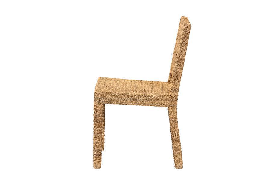bali & pari Anfield Modern Bohemian Natural Seagrass and Mahogany Wood Dining Chair FredCo