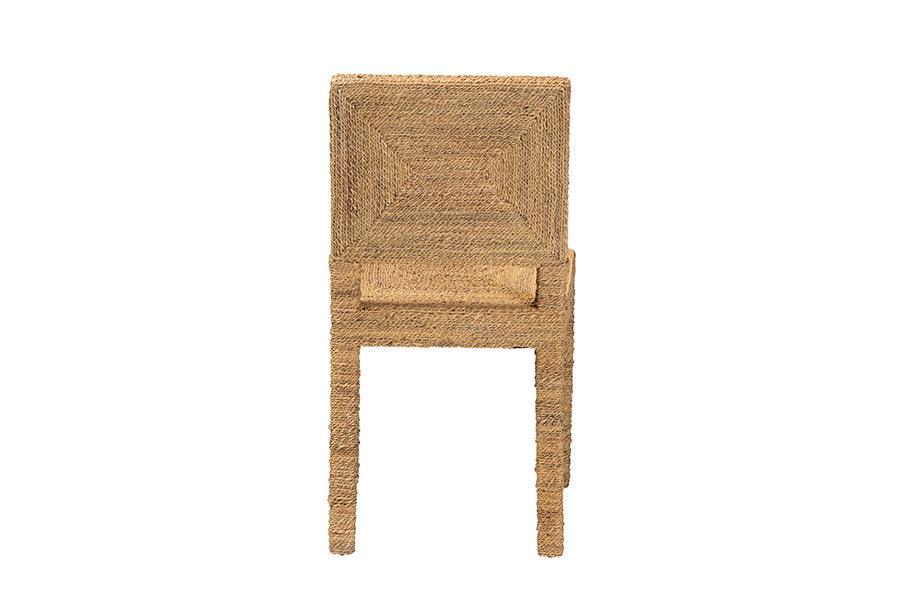 bali & pari Anfield Modern Bohemian Natural Seagrass and Mahogany Wood Dining Chair FredCo
