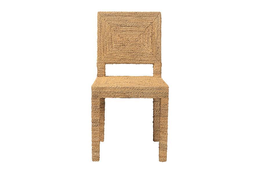 bali & pari Anfield Modern Bohemian Natural Seagrass and Mahogany Wood Dining Chair FredCo