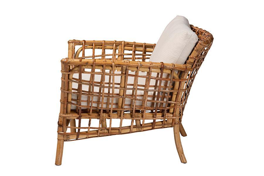 bali & pari Babette Modern Bohemian Natural Brown Rattan Arm Chair FredCo