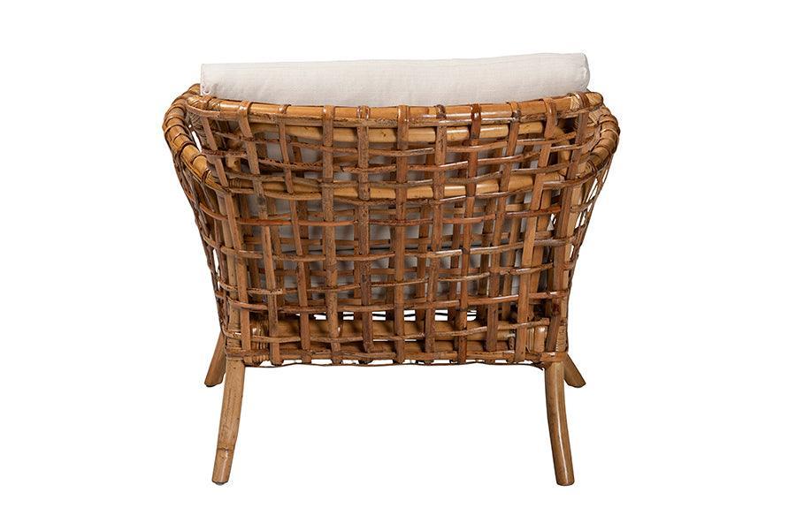 bali & pari Babette Modern Bohemian Natural Brown Rattan Arm Chair FredCo