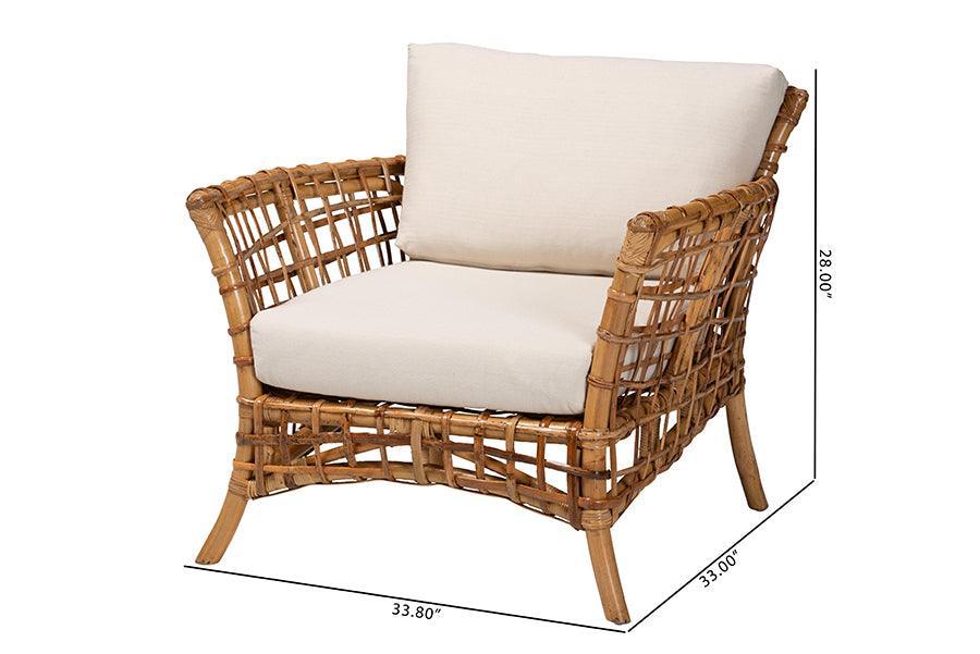 bali & pari Babette Modern Bohemian Natural Brown Rattan Arm Chair FredCo