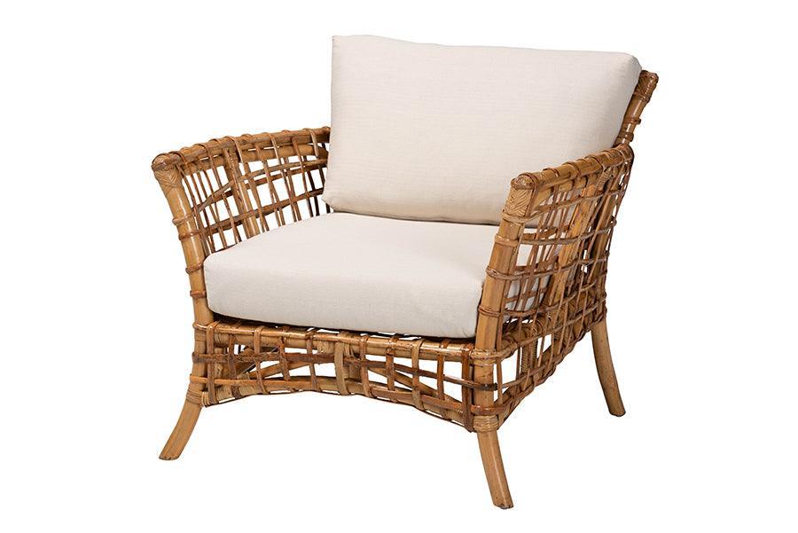 bali & pari Babette Modern Bohemian Natural Brown Rattan Arm Chair FredCo