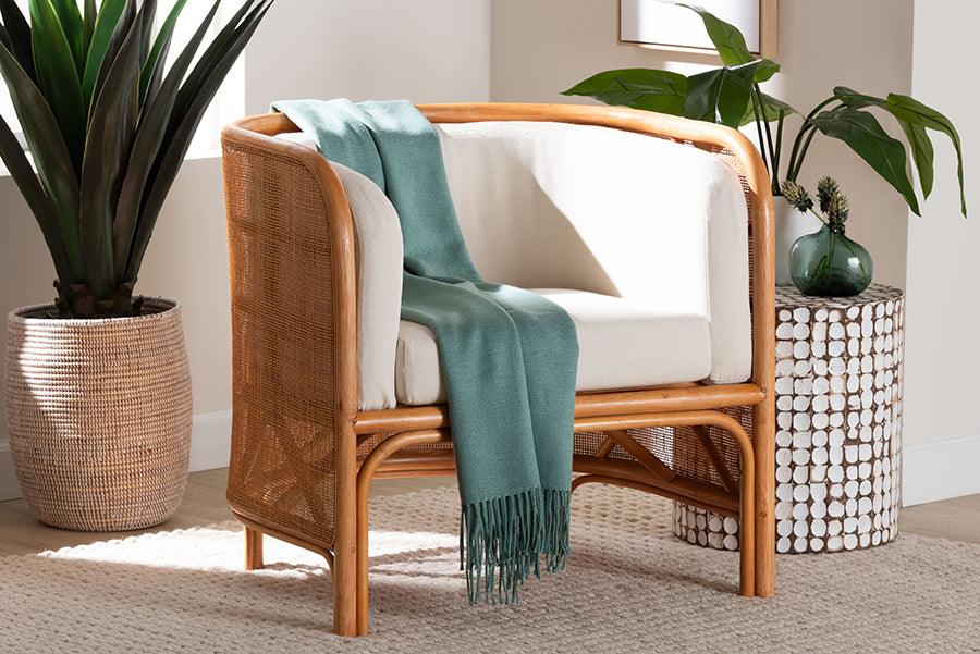 bali & pari Bandung Bohemian Light Honey Rattan Accent Chair FredCo