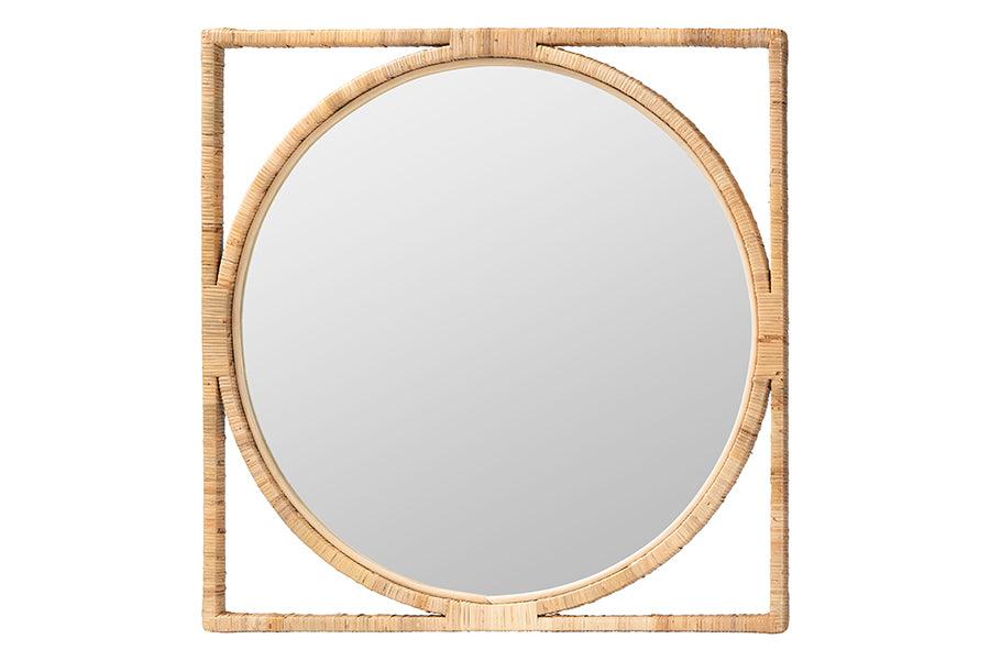bali & pari Bayan Japandi Natural Rattan Wall Mirror FredCo