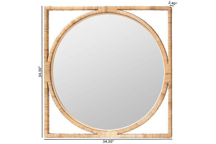 bali & pari Bayan Japandi Natural Rattan Wall Mirror FredCo