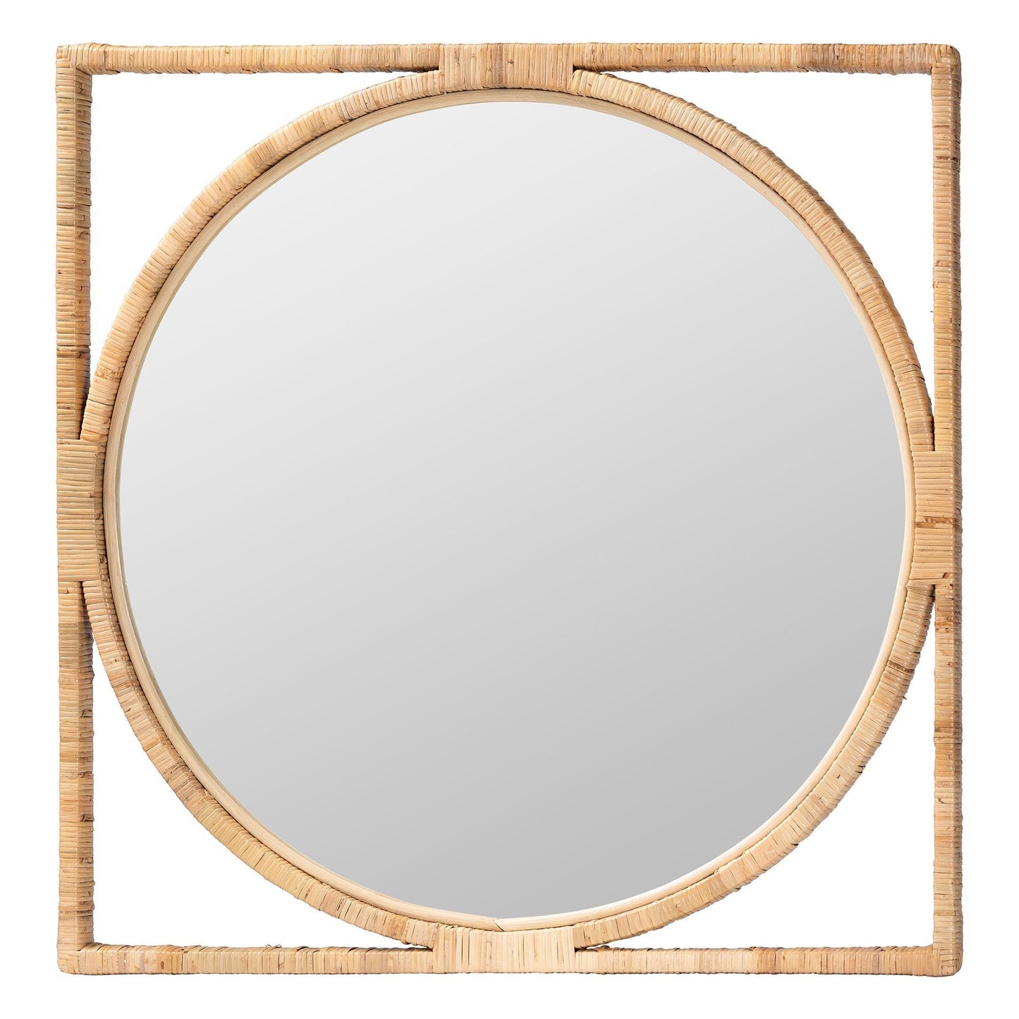 bali & pari Bayan Japandi Natural Rattan Wall Mirror FredCo