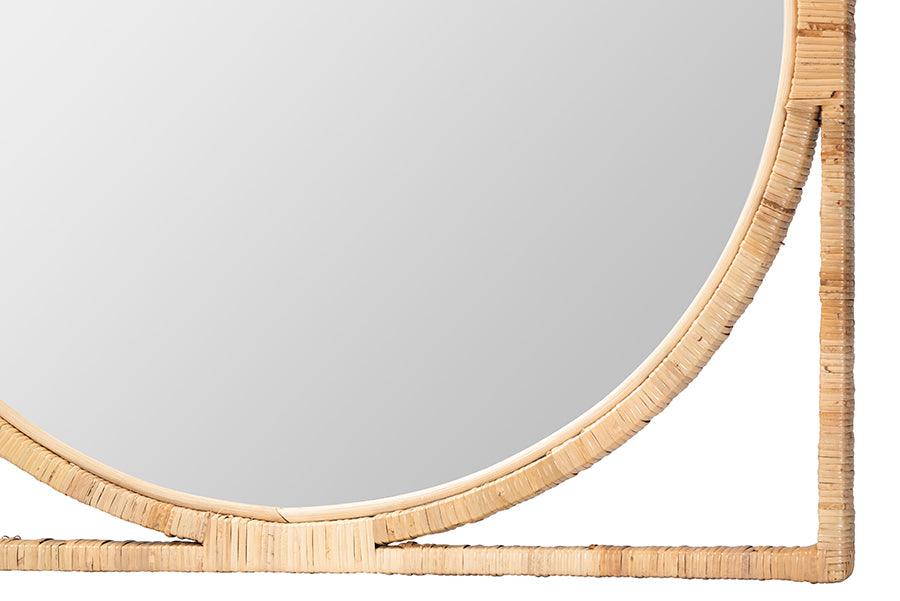 bali & pari Bayan Japandi Natural Rattan Wall Mirror FredCo