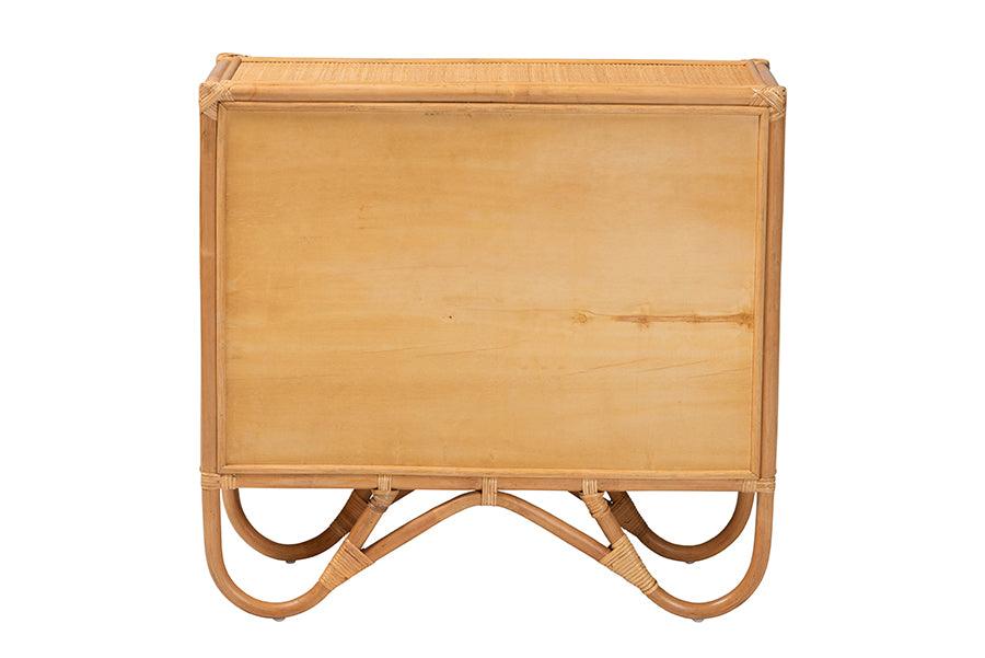 bali & pari Baylor Bohemian Light Honey Rattan Storage Cabinet FredCo