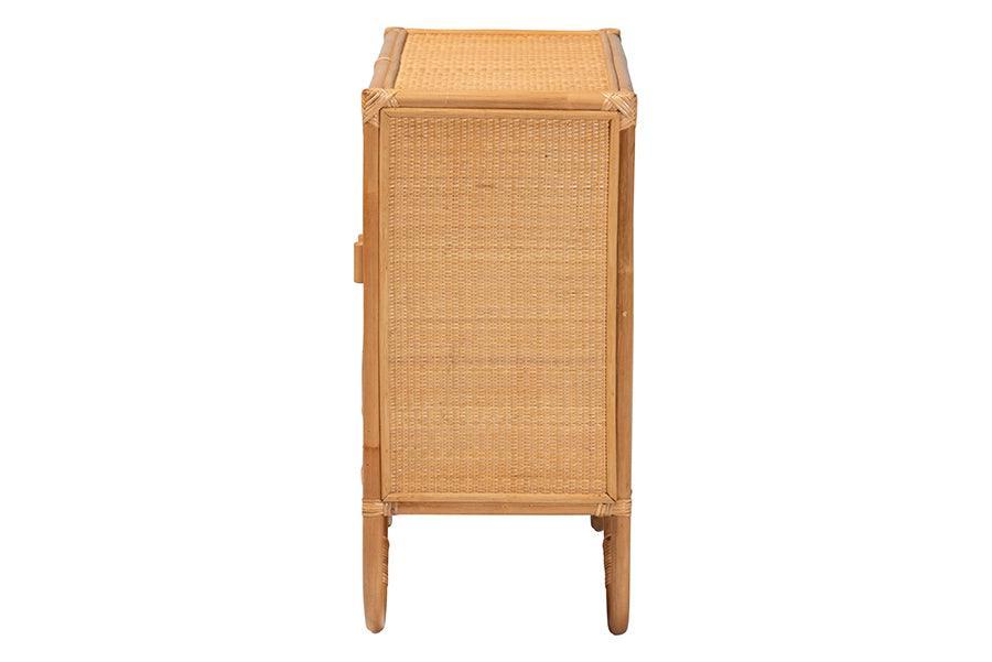 bali & pari Baylor Bohemian Light Honey Rattan Storage Cabinet FredCo