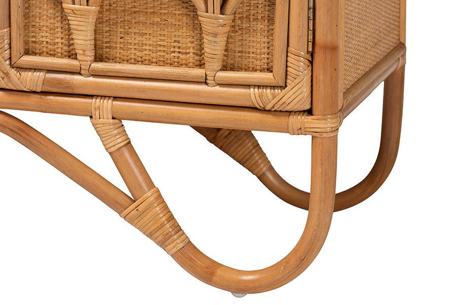 bali & pari Baylor Bohemian Light Honey Rattan Storage Cabinet FredCo