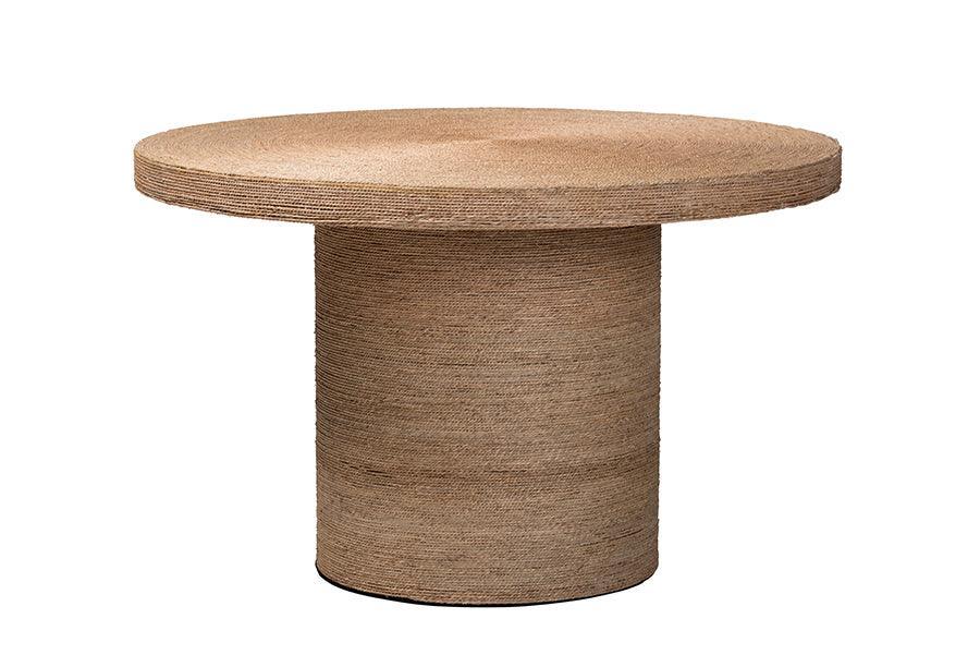 bali & pari Bistra Modern Bohemian Natural Brown Seagrass and Wood Dining Table FredCo