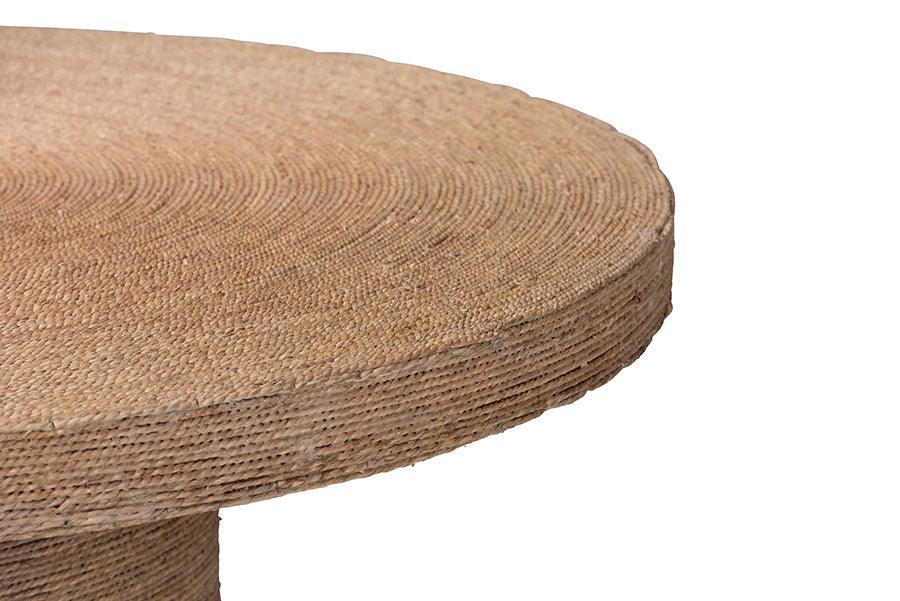 bali & pari Bistra Modern Bohemian Natural Brown Seagrass and Wood Dining Table FredCo