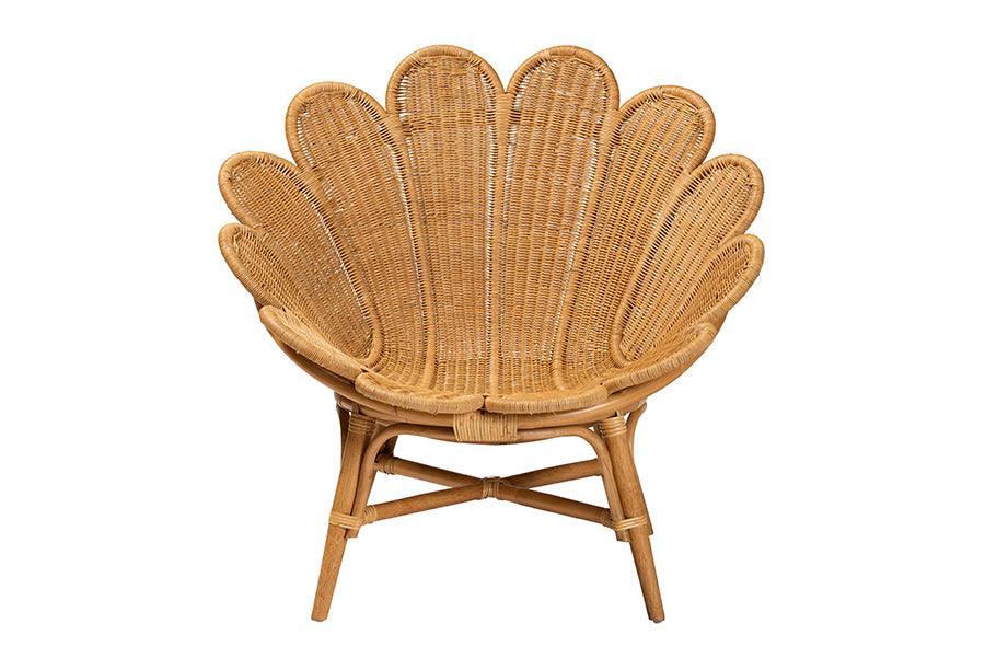 bali & pari Blossom Bohemian Honey Rattan Accent Flower Chair FredCo