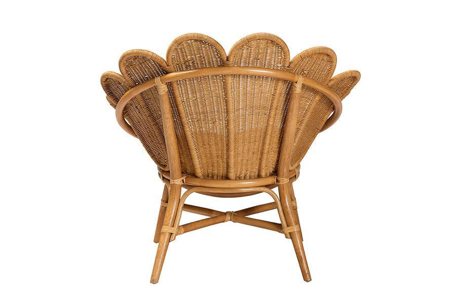 bali & pari Blossom Bohemian Honey Rattan Accent Flower Chair FredCo