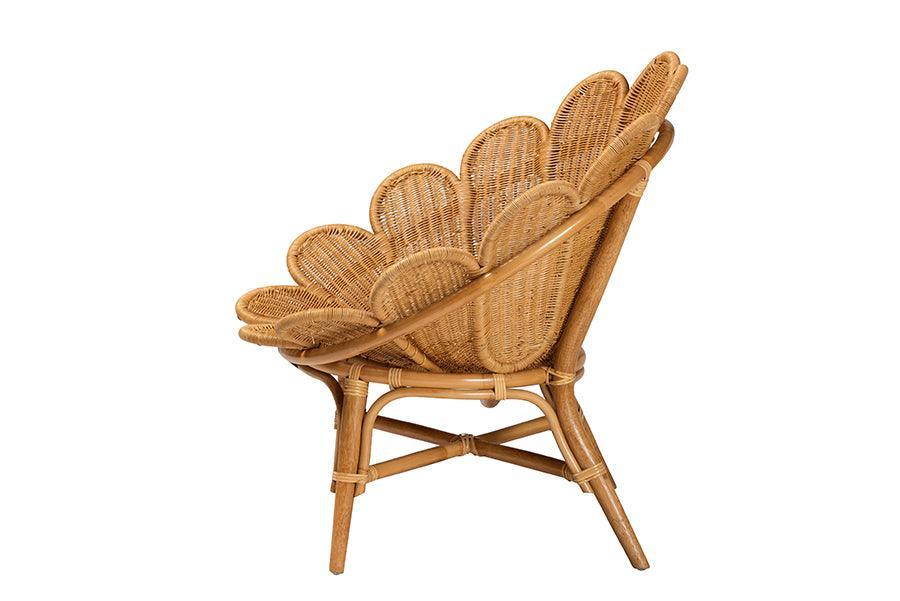bali & pari Blossom Bohemian Honey Rattan Accent Flower Chair FredCo