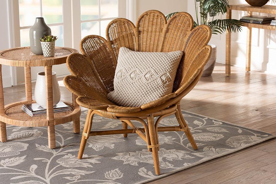 bali & pari Blossom Bohemian Honey Rattan Accent Flower Chair FredCo