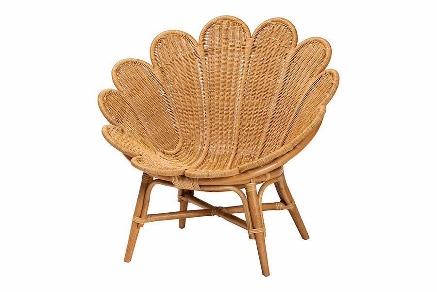 bali & pari Blossom Bohemian Honey Rattan Accent Flower Chair FredCo