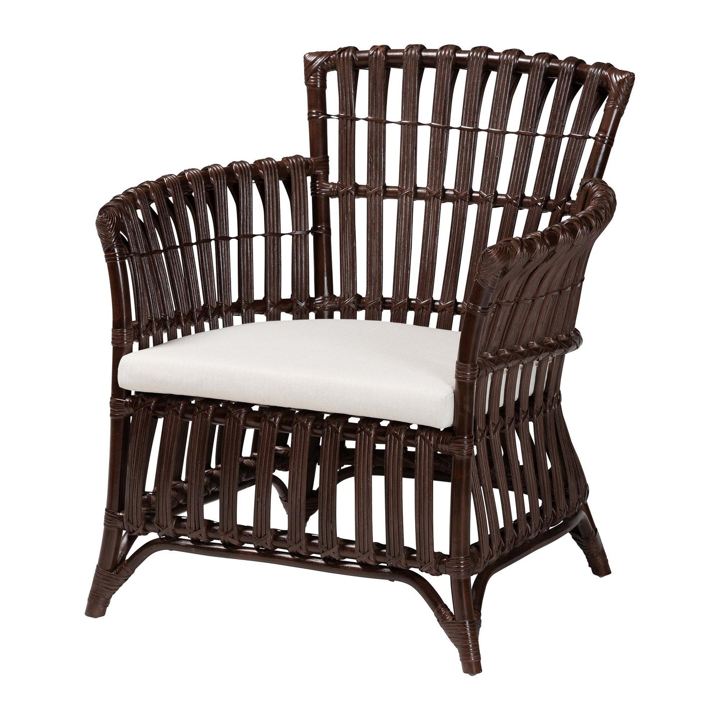 bali & pari Brooklyn Bohemian Very Dark Brown Rattan Arm Chair FredCo