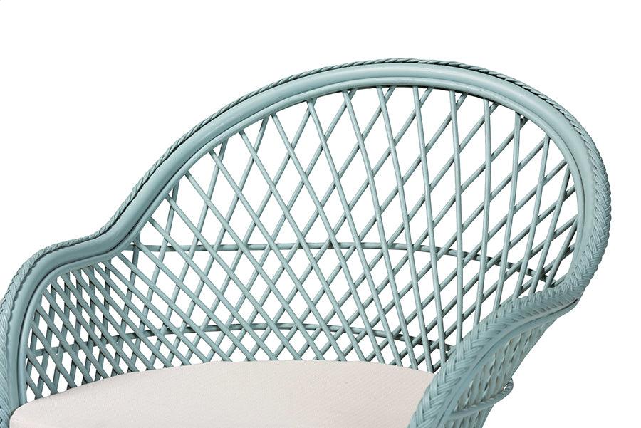 bali & pari Casilda Bohemian Light Blue Braided Rattan Arm Chair FredCo