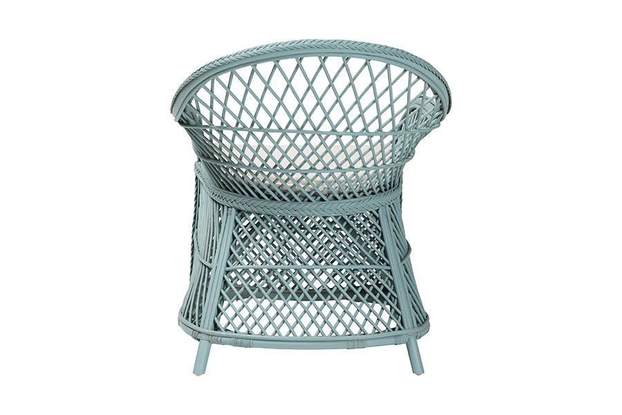 bali & pari Casilda Bohemian Light Blue Braided Rattan Arm Chair FredCo