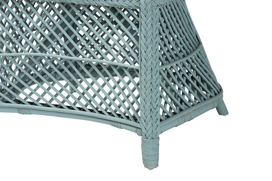 bali & pari Casilda Bohemian Light Blue Braided Rattan Arm Chair FredCo