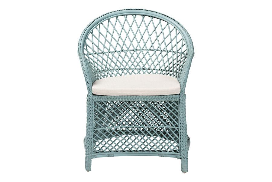 bali & pari Casilda Bohemian Light Blue Braided Rattan Arm Chair FredCo