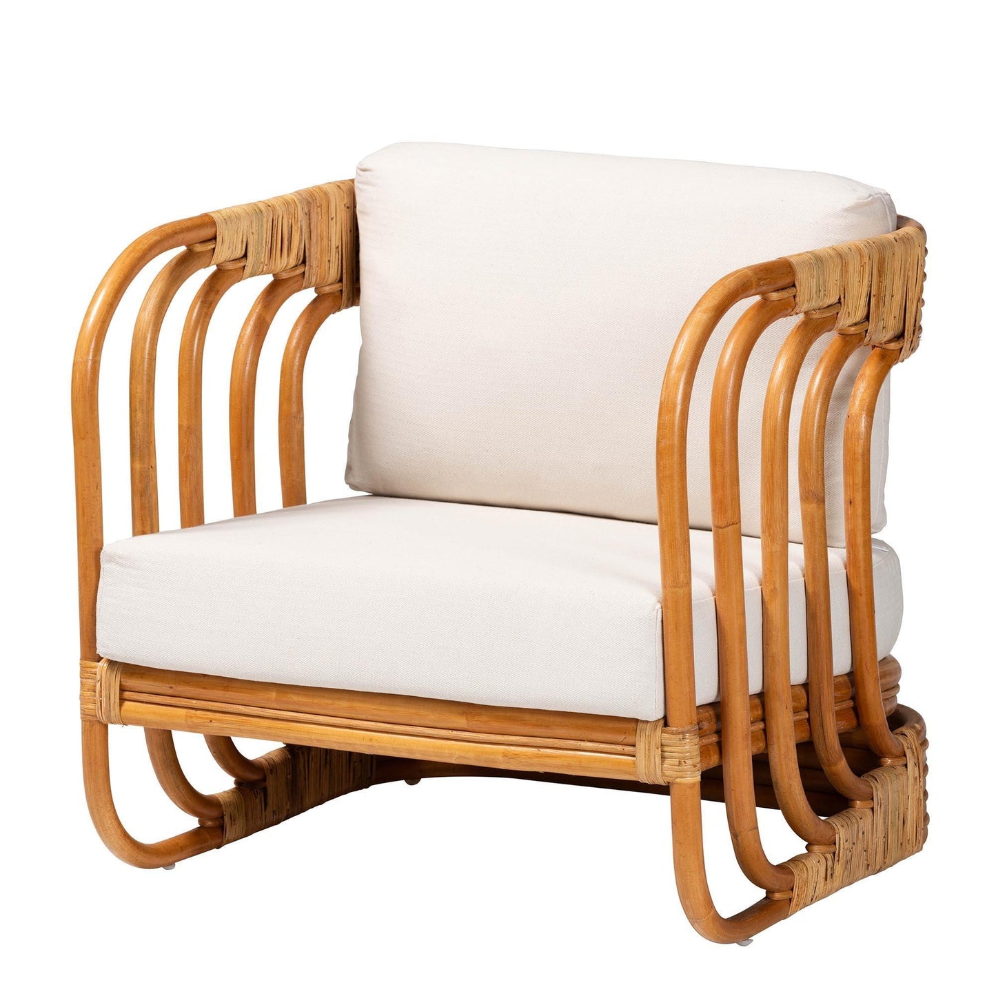 bali & pari Corsa Modern Bohemian Natural Rattan Arm Chair FredCo