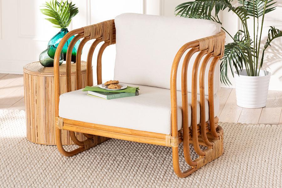 bali & pari Corsa Modern Bohemian Natural Rattan Arm Chair FredCo