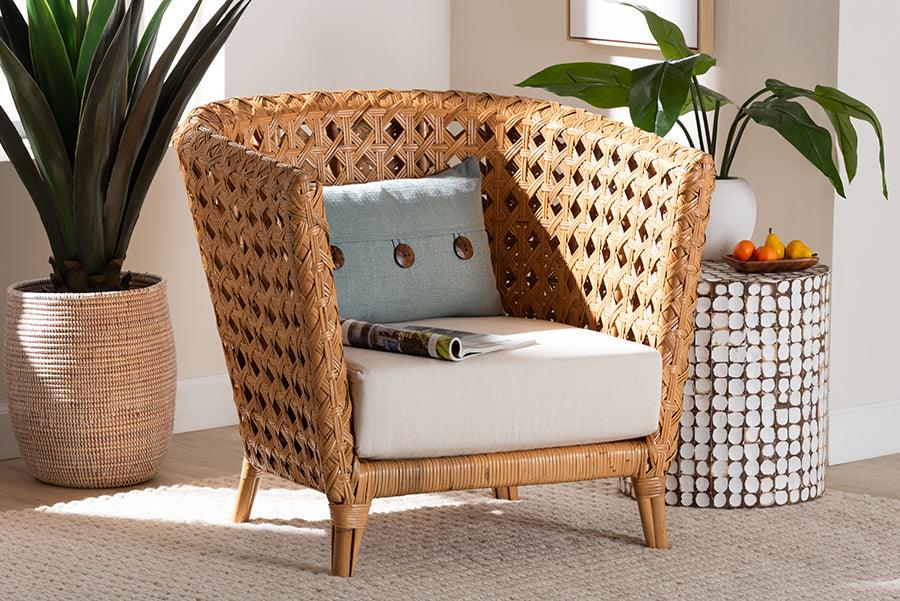 bali & pari Daiwa Bohemian Light Honey Ratan Accent Chair FredCo