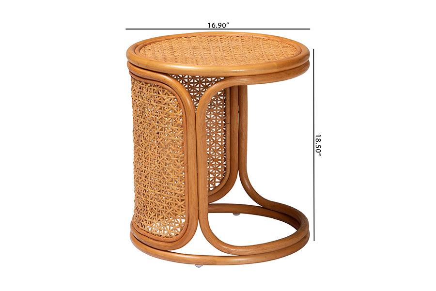 bali & pari Eldon Bohemian Honey Rattan End Table FredCo