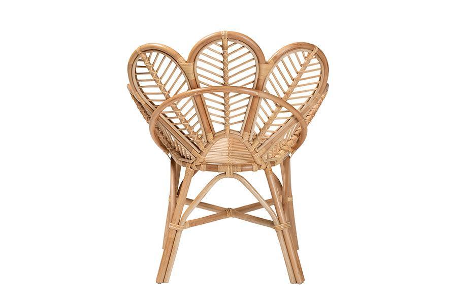 bali & pari Eliava Modern Bohemian Natural Rattan Flower Accent Chair FredCo
