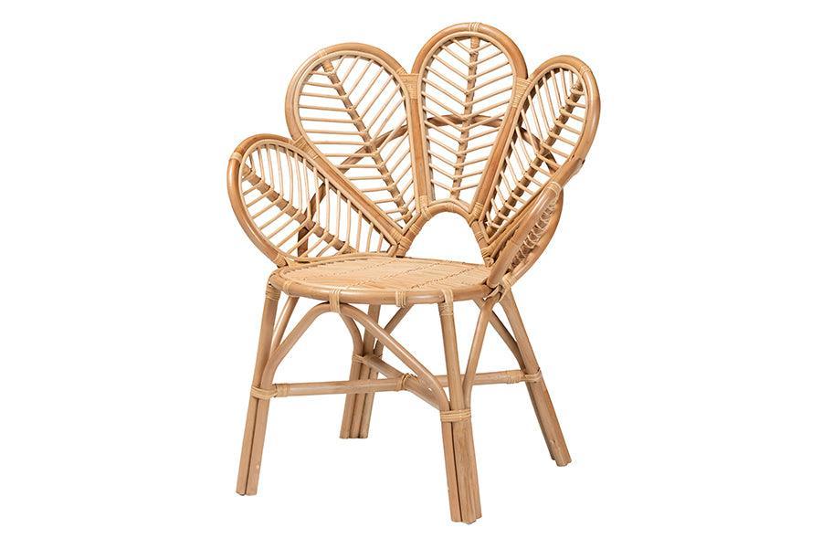bali & pari Eliava Modern Bohemian Natural Rattan Flower Accent Chair FredCo