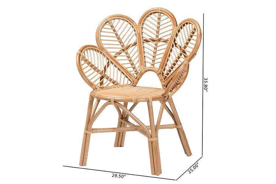 bali & pari Eliava Modern Bohemian Natural Rattan Flower Accent Chair FredCo